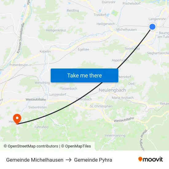 Gemeinde Michelhausen to Gemeinde Pyhra map