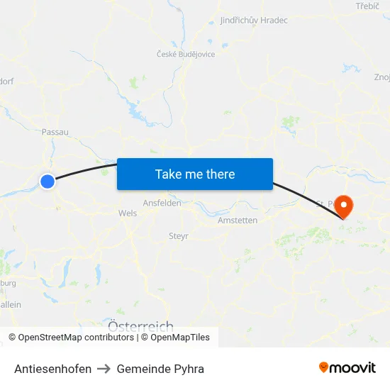 Antiesenhofen to Gemeinde Pyhra map