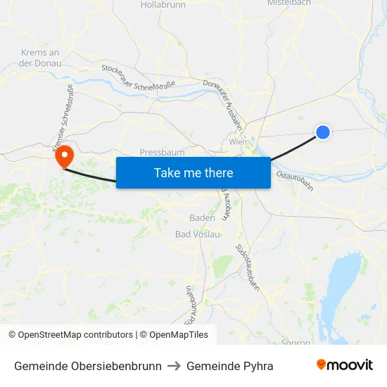 Gemeinde Obersiebenbrunn to Gemeinde Pyhra map