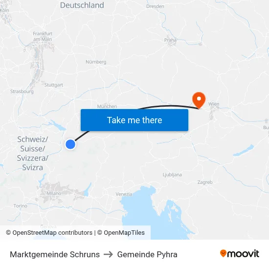 Marktgemeinde Schruns to Gemeinde Pyhra map