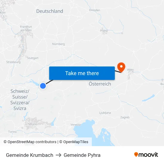 Gemeinde Krumbach to Gemeinde Pyhra map