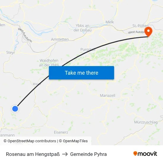 Rosenau am Hengstpaß to Gemeinde Pyhra map