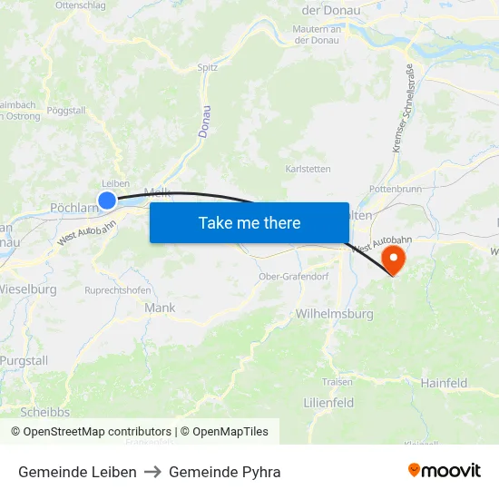 Gemeinde Leiben to Gemeinde Pyhra map