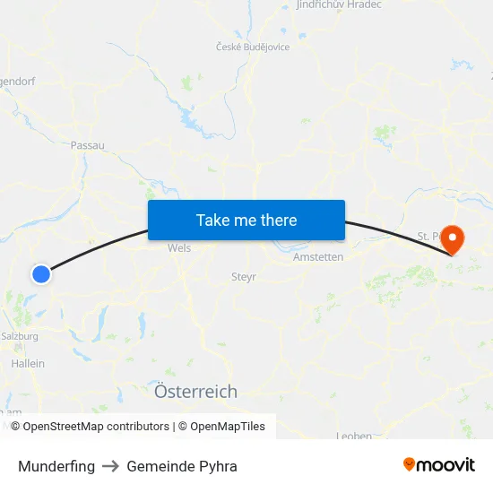Munderfing to Gemeinde Pyhra map