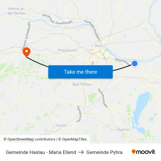 Gemeinde Haslau - Maria Ellend to Gemeinde Pyhra map