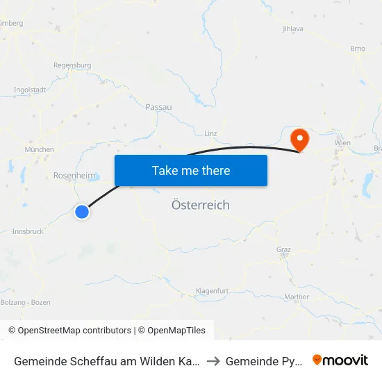 Gemeinde Scheffau am Wilden Kaiser to Gemeinde Pyhra map