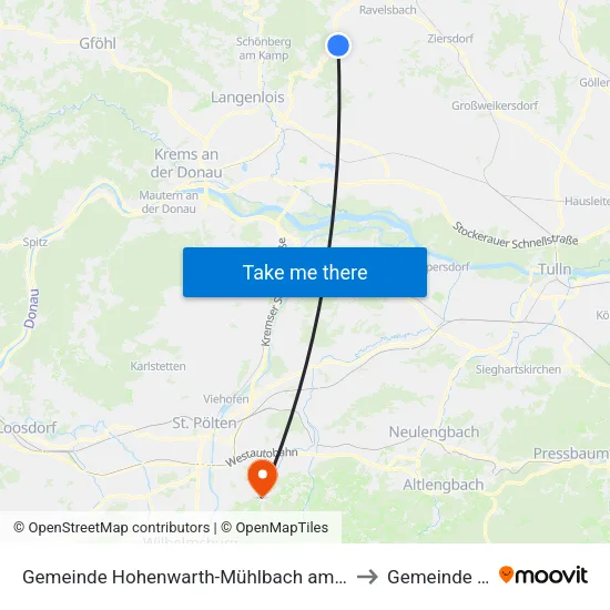 Gemeinde Hohenwarth-Mühlbach am Manhartsberg to Gemeinde Pyhra map