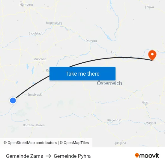 Gemeinde Zams to Gemeinde Pyhra map