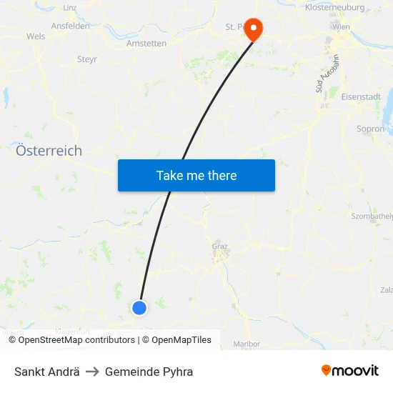 Sankt Andrä to Gemeinde Pyhra map
