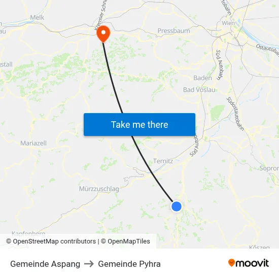 Gemeinde Aspang to Gemeinde Pyhra map