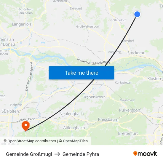 Gemeinde Großmugl to Gemeinde Pyhra map