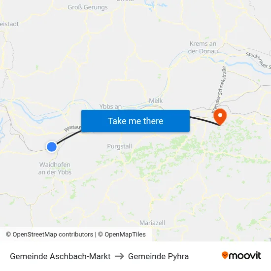 Gemeinde Aschbach-Markt to Gemeinde Pyhra map
