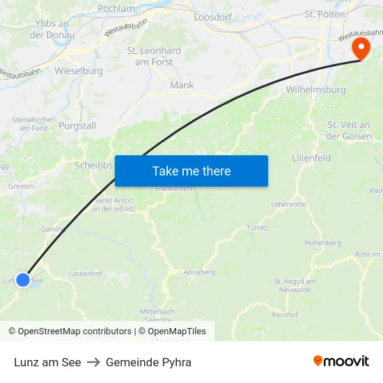 Lunz am See to Gemeinde Pyhra map