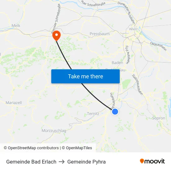 Gemeinde Bad Erlach to Gemeinde Pyhra map
