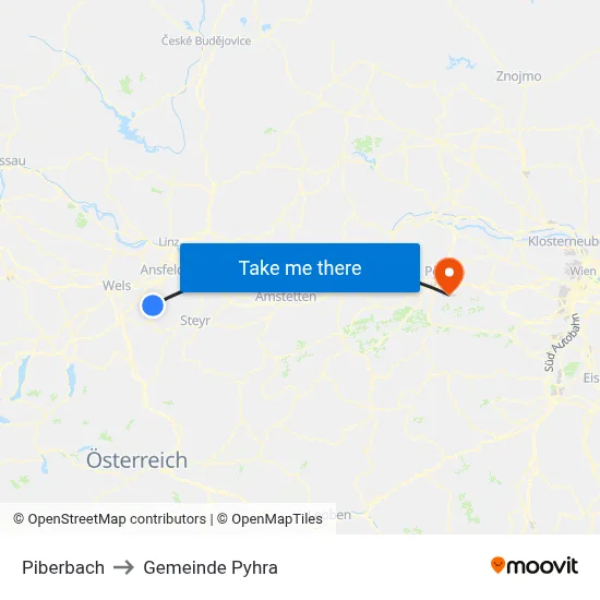 Piberbach to Gemeinde Pyhra map