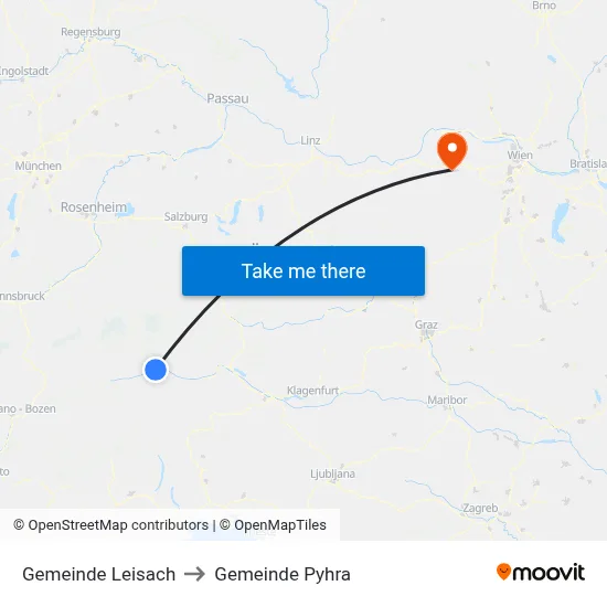 Gemeinde Leisach to Gemeinde Pyhra map