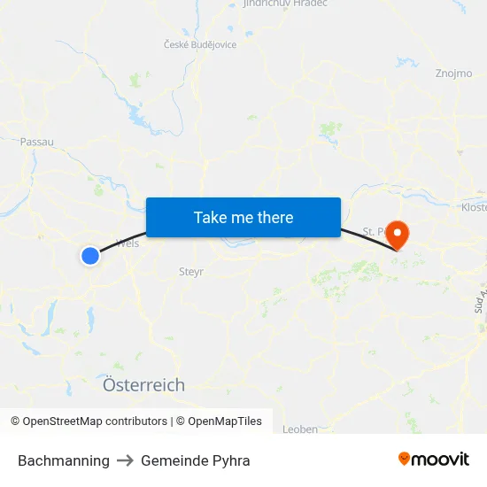 Bachmanning to Gemeinde Pyhra map