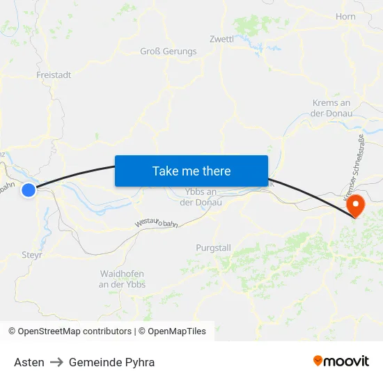 Asten to Gemeinde Pyhra map