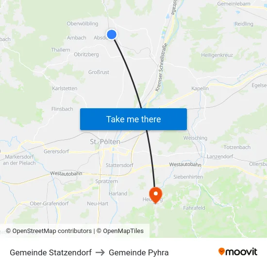 Gemeinde Statzendorf to Gemeinde Pyhra map