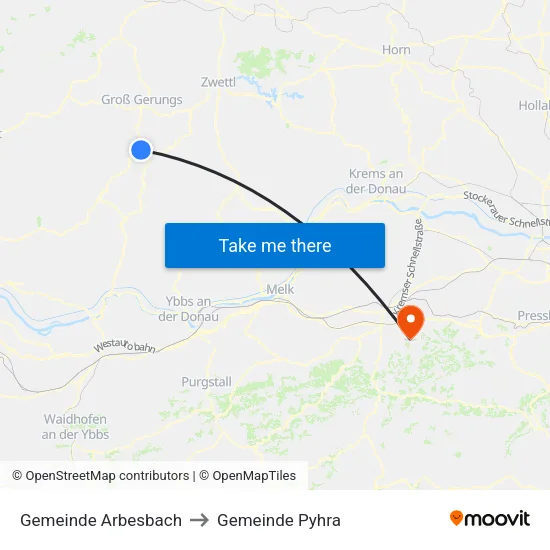 Gemeinde Arbesbach to Gemeinde Pyhra map