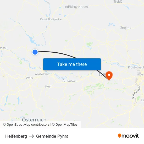 Helfenberg to Gemeinde Pyhra map