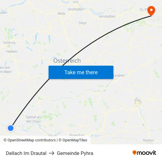 Dellach Im Drautal to Gemeinde Pyhra map