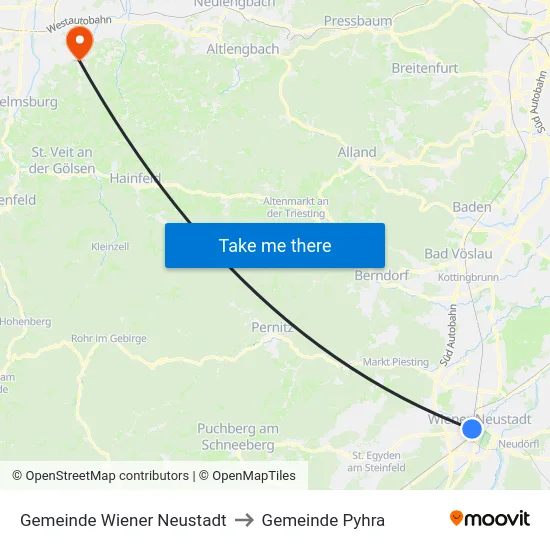 Gemeinde Wiener Neustadt to Gemeinde Pyhra map