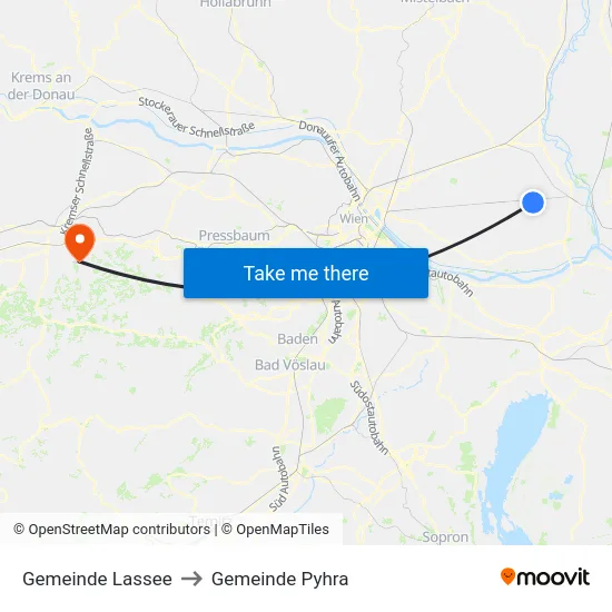 Gemeinde Lassee to Gemeinde Pyhra map