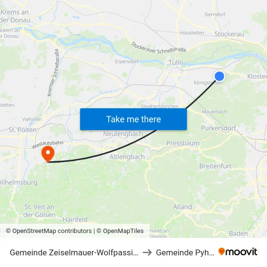 Gemeinde Zeiselmauer-Wolfpassing to Gemeinde Pyhra map