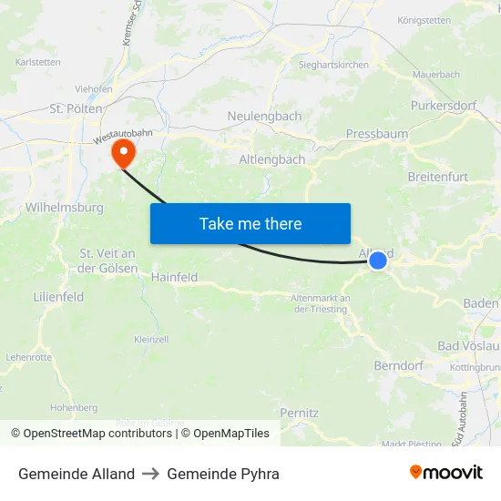Gemeinde Alland to Gemeinde Pyhra map
