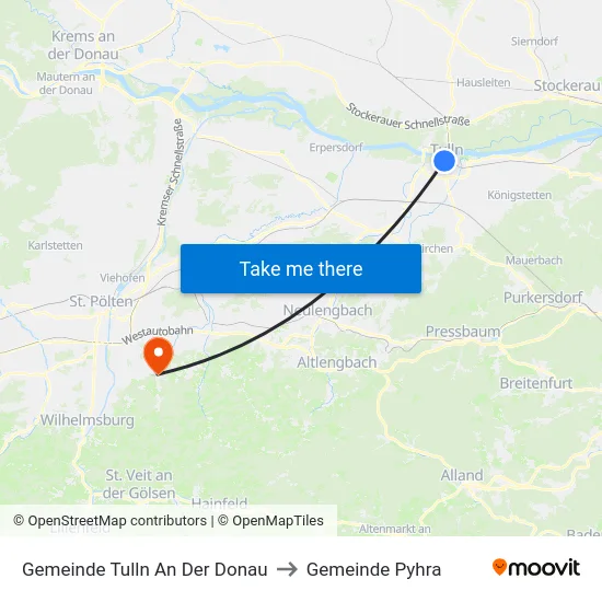 Gemeinde Tulln An Der Donau to Gemeinde Pyhra map