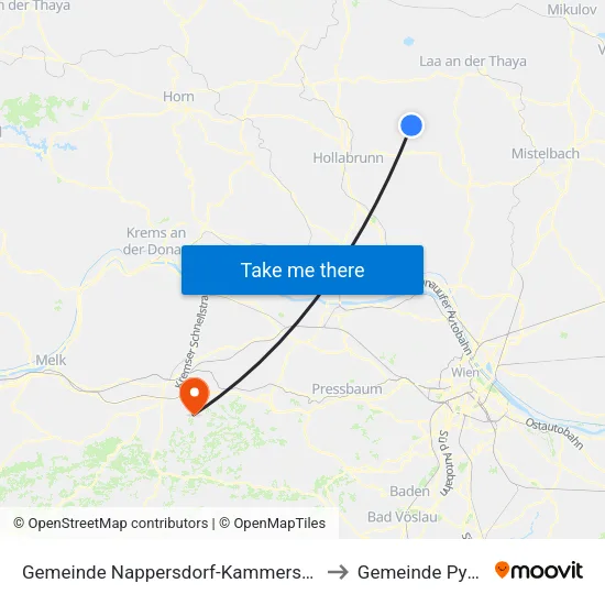 Gemeinde Nappersdorf-Kammersdorf to Gemeinde Pyhra map