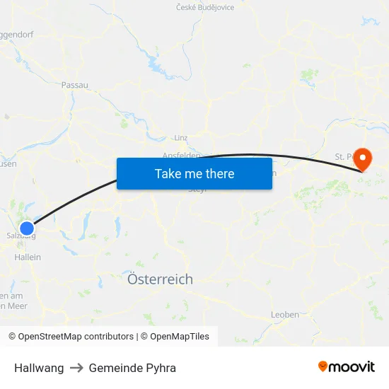 Hallwang to Gemeinde Pyhra map