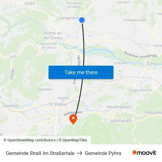 Gemeinde Straß Im Straßertale to Gemeinde Pyhra map