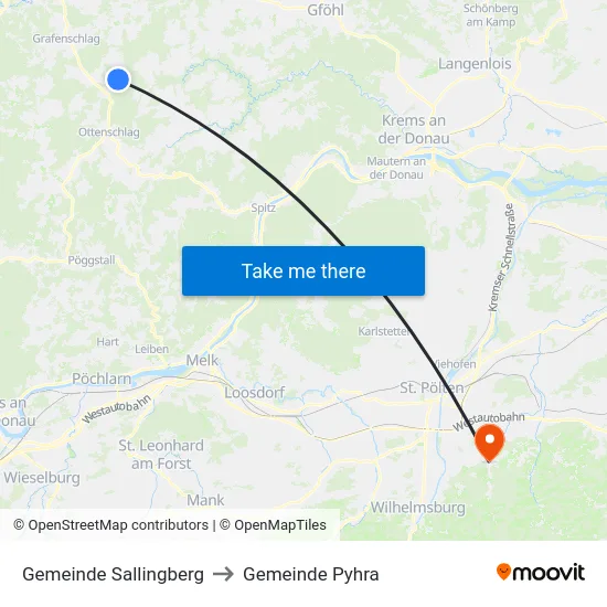 Gemeinde Sallingberg to Gemeinde Pyhra map