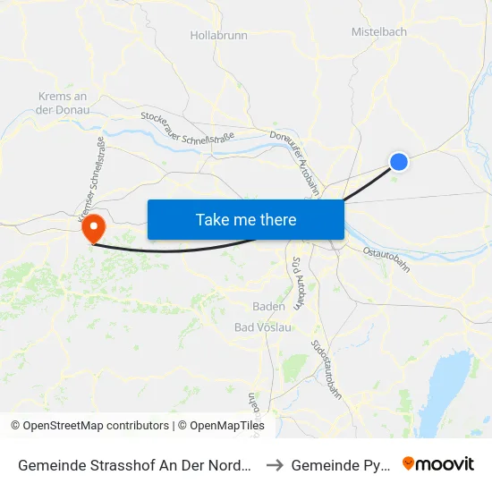 Gemeinde Strasshof An Der Nordbahn to Gemeinde Pyhra map