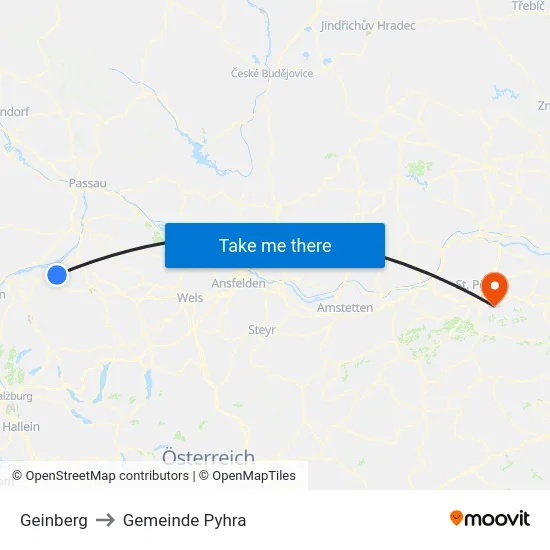 Geinberg to Gemeinde Pyhra map