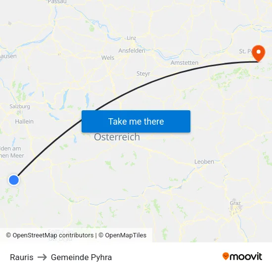 Rauris to Gemeinde Pyhra map