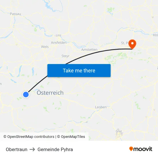 Obertraun to Gemeinde Pyhra map