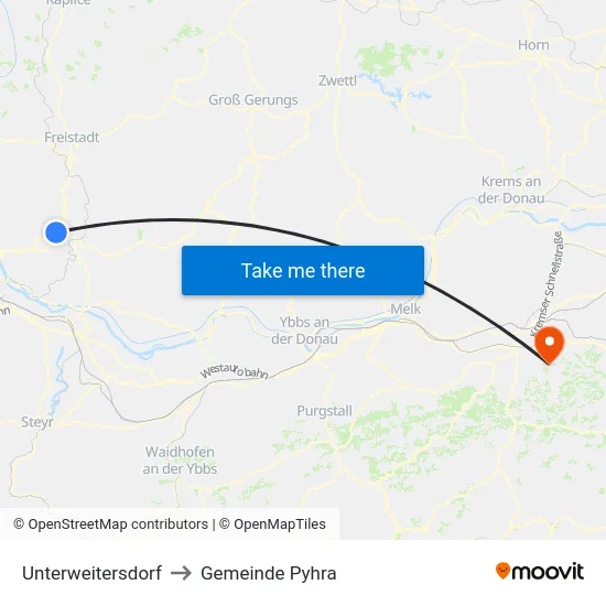 Unterweitersdorf to Gemeinde Pyhra map