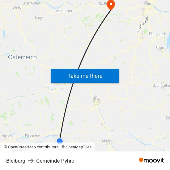 Bleiburg to Gemeinde Pyhra map