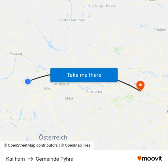 Kallham to Gemeinde Pyhra map