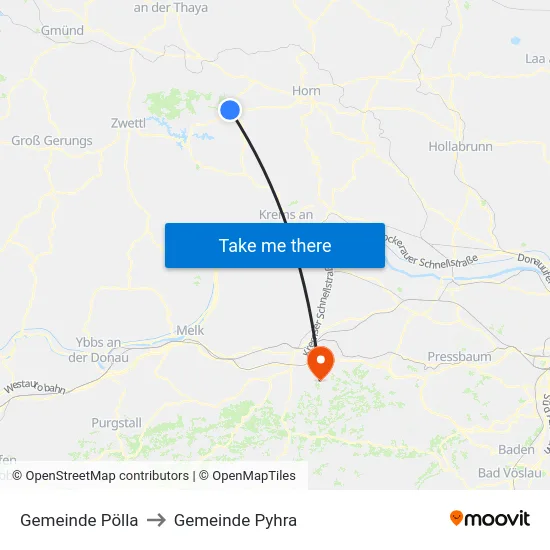 Gemeinde Pölla to Gemeinde Pyhra map