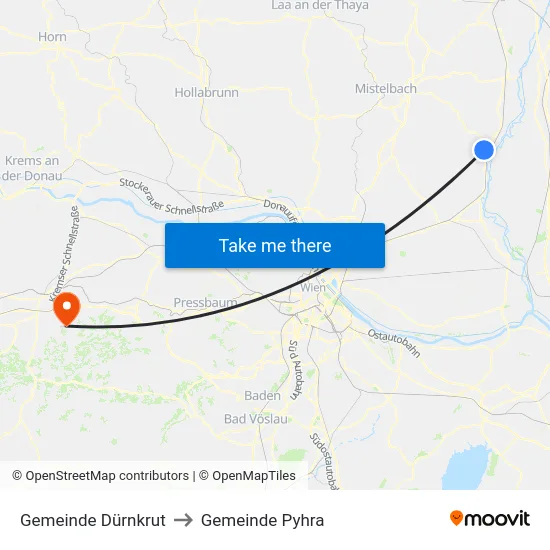 Gemeinde Dürnkrut to Gemeinde Pyhra map