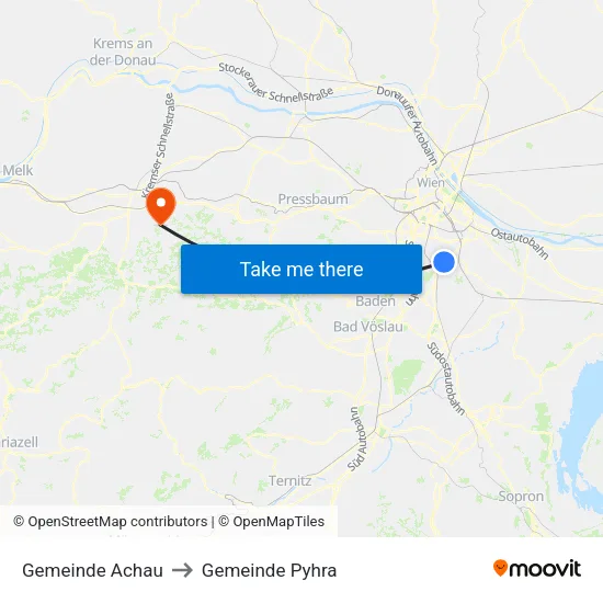 Gemeinde Achau to Gemeinde Pyhra map