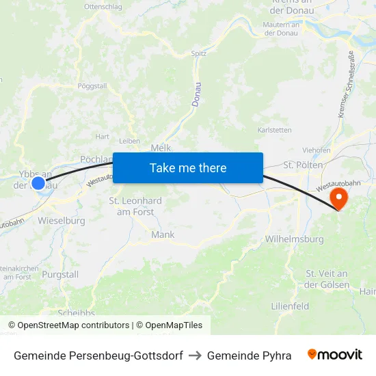 Gemeinde Persenbeug-Gottsdorf to Gemeinde Pyhra map
