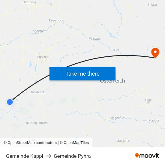 Gemeinde Kappl to Gemeinde Pyhra map