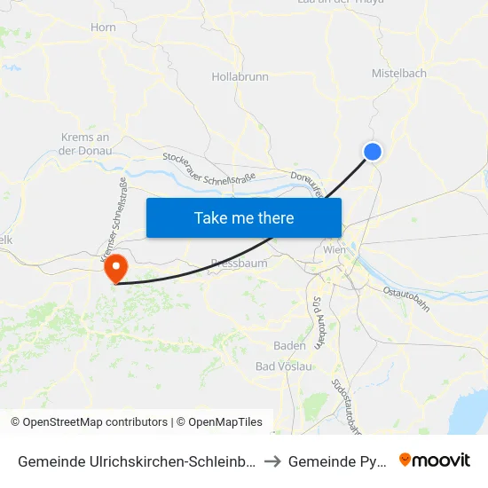Gemeinde Ulrichskirchen-Schleinbach to Gemeinde Pyhra map