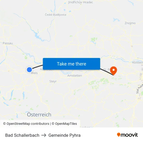 Bad Schallerbach to Gemeinde Pyhra map