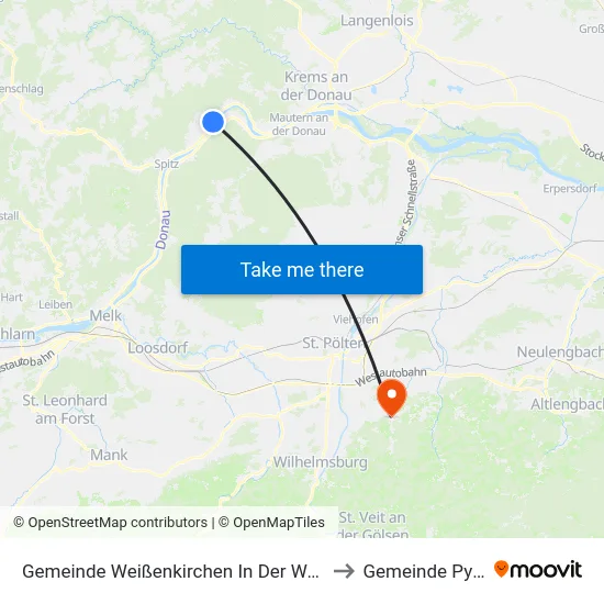 Gemeinde Weißenkirchen In Der Wachau to Gemeinde Pyhra map